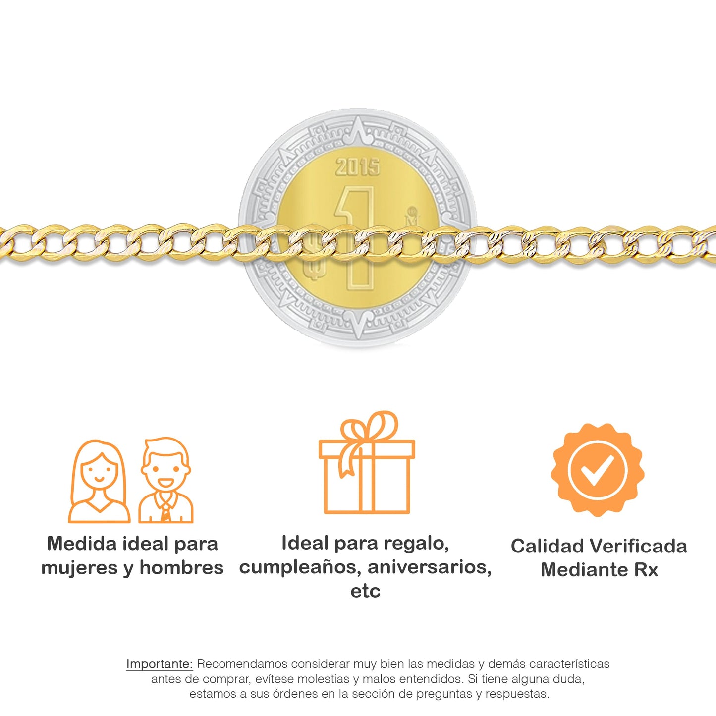 LPECU008-60 Cadena Oro Sólido 10K Mod Fígaro 1*0 Diamantada 3 mm x 60 cm