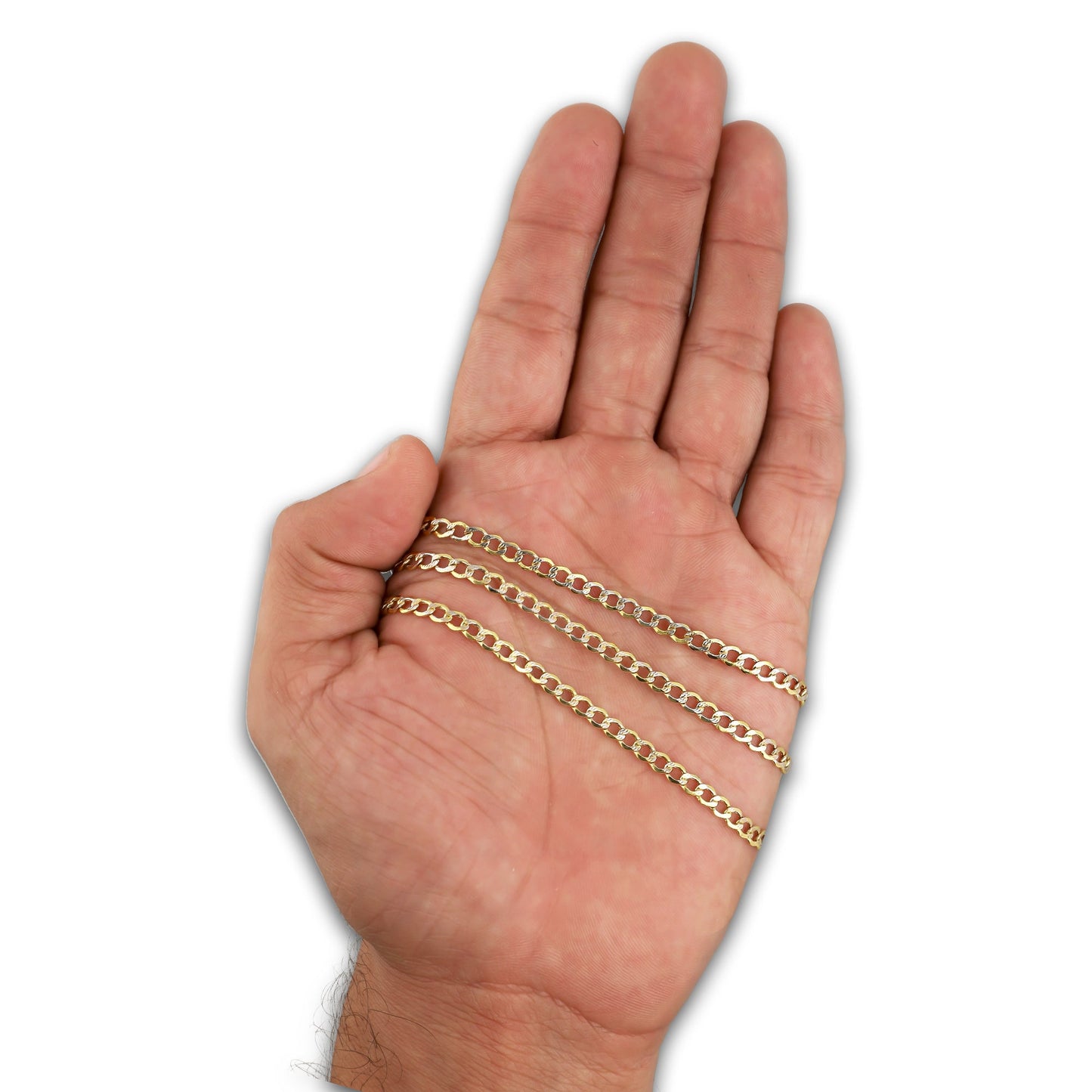 LPECU008-60 Cadena Oro Sólido 10K Mod Fígaro 1*0 Diamantada 3 mm x 60 cm