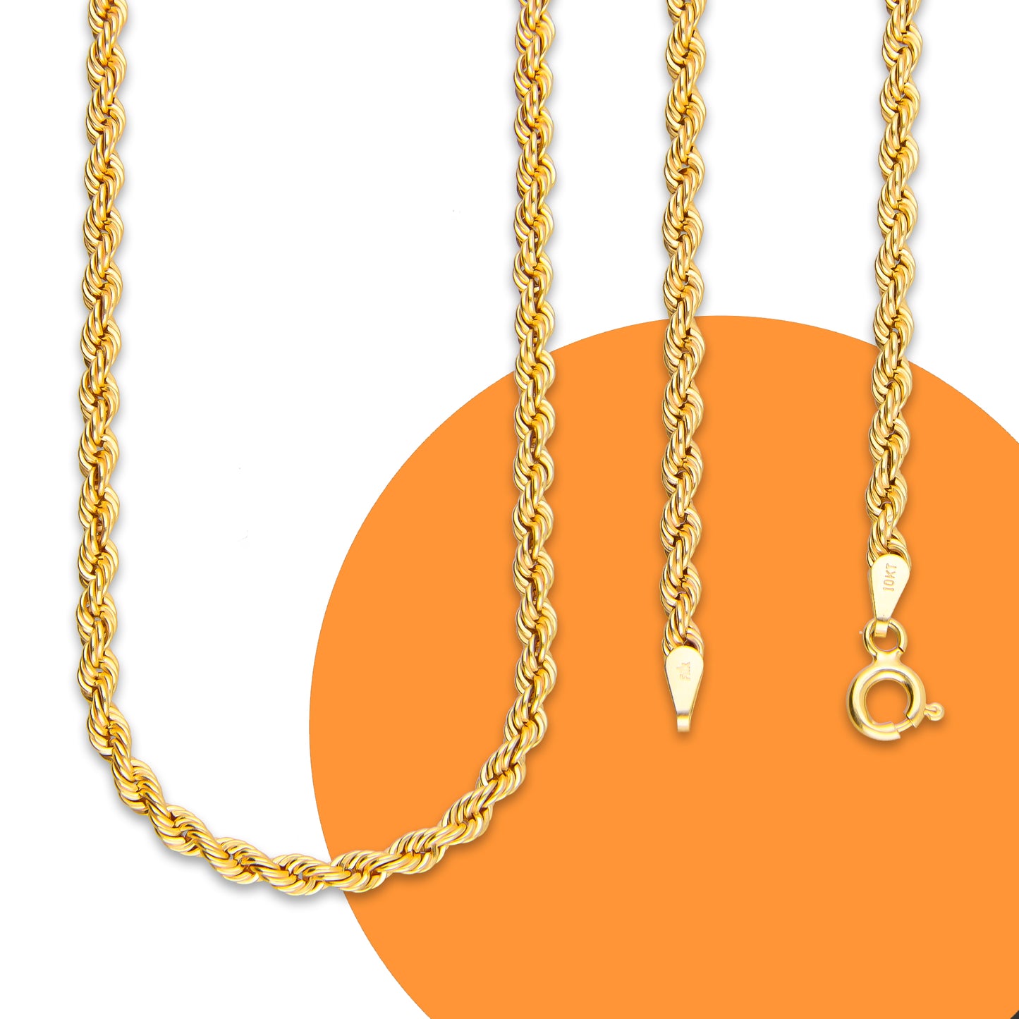 LPECU009-55 Cadena Oro Sólido 10K  Mod Torsal Lisa 3 mm x 55 cm MLM3081313345