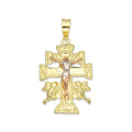 LPEDJ008 Dije Troquelado Oro Sólido 14K Florentino Crucifijo Cruz Caravaca 1.5 cm x 2.9 cm 2531193659