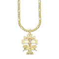 LPEDP007 Cadena Oro Sólido 10K + Dije Troquelado Oro Sólido 14K Florentino Crucifijo Cruz Caravaca 2.3 cm x 4 cm 4293607528