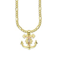 LPEDP010 Cadena Oro Sólido 10K + Dije Troquelado Oro Sólido 14K Florentino Crucifijo Ancla con Cristo 2 cm x 2.5 cm 4293711206