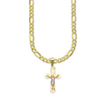 LPEDP012 Cadena Oro Sólido 10K + Dije Troquelado Oro Sólido 14K Florentino Crucifijo Cruz Lisa Goth con Cristo 1 cm x 2.4 cm 4293607530