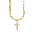 LPEDP013 Cadena Oro Sólido 10K + Dije Troquelado Oro Sólido 14K Florentino Crucifijo Cruz Ross Cristo 1.2 cm x 2.6 cm 4293749928