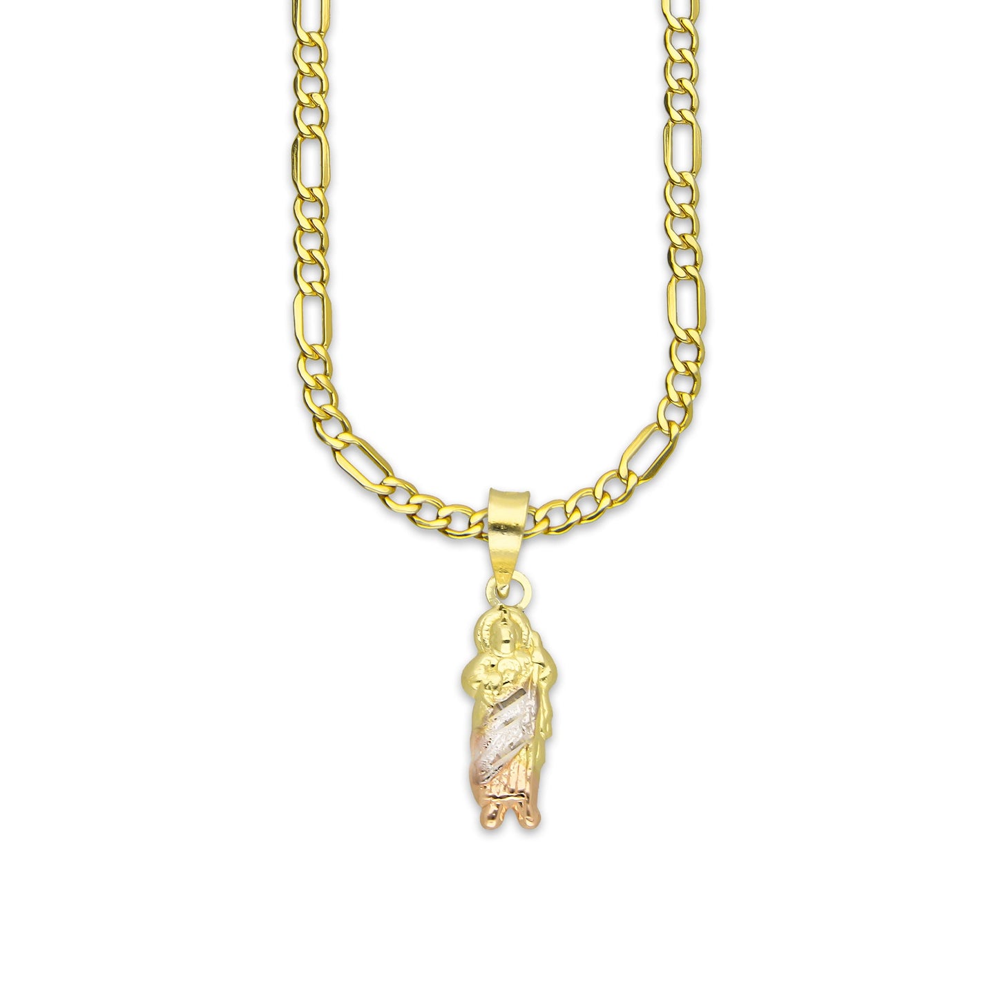 LPEDP018 Cadena Oro Sólido 10K + Dije Troquelado Oro Sólido 14K Florentino San Judas Tadeo 6 mm x 2.3 cm 4293711208