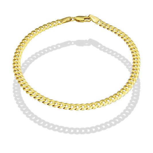 LPEPC002 Pulsera para Caballero Oro Sólido 10K Mod Cubana Americana Lisa 4 mm x 21 cm 2531192819