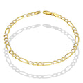 LPEPC003 Pulsera para Caballero Oro Sólido 10K Mod Fígaro 3x1 Diamantada 4 mm x 22 cm 4287314928