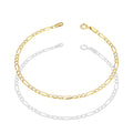 LPEPD003 Pulsera para Dama Oro Sólido 10K Mod Fígaro 3x1 Diamantada 2 mm x 18 cm 4287289196