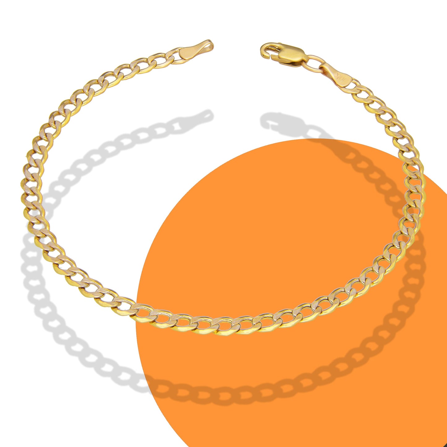 LPEPD008 Pulsera para Dama Oro Sólido 10K Mod Fígaro 1x0 Diamantada Súper Ligera 3.5 mm x 18 cm 4287289192