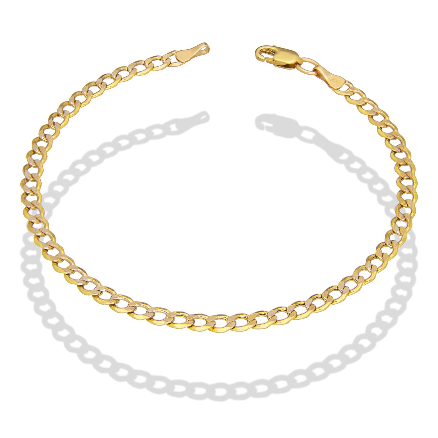 LPEPD008 Pulsera para Dama Oro Sólido 10K Mod Fígaro 1x0 Diamantada Súper Ligera 3.5 mm x 18 cm 4287289192