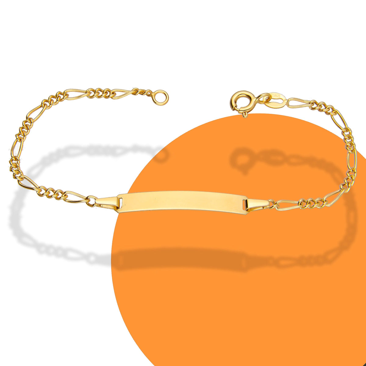 LPEPN001 Pulsera Esclava Oro Sólido 10K Mod Fígaro 3*1 Diam 2 mm x 14 cm