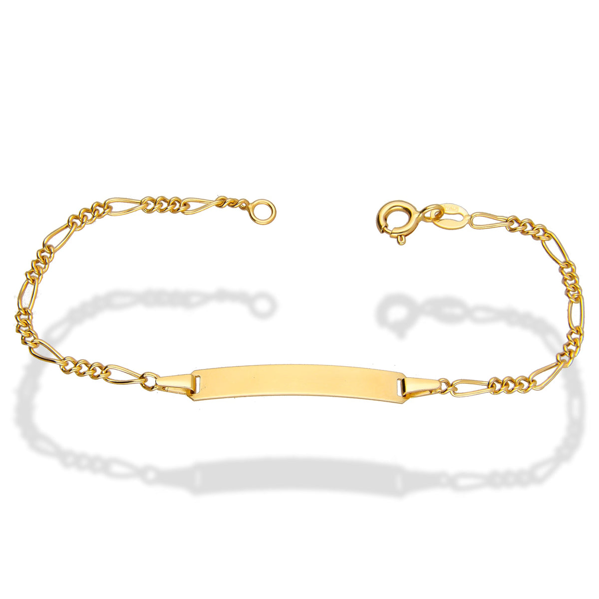 LPEPN001 Pulsera Esclava Oro Sólido 10K Mod Fígaro 3*1 Diam 2 mm x 14 cm