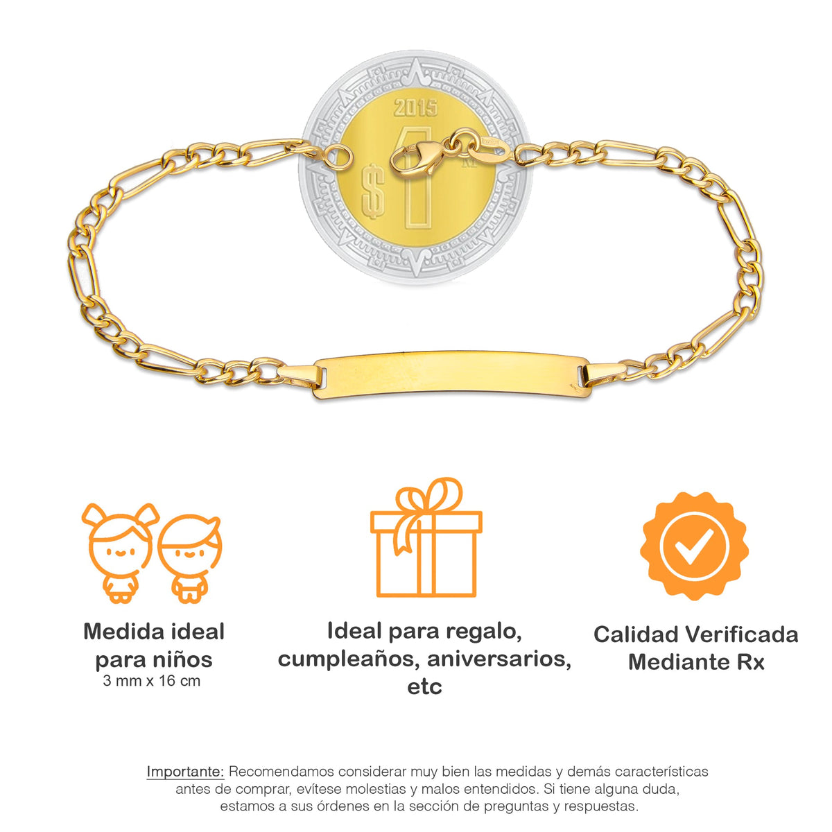 LPEPN002 Pulsera Esclava Oro Sólido 10K Mod Fígaro 3*1 Diam 3 mm x 16 cm