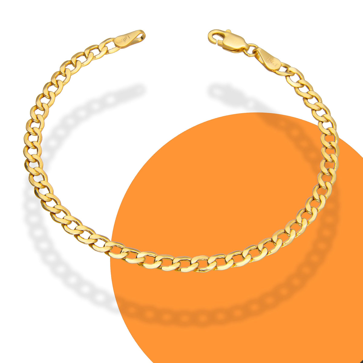 LPEPN003 Pulsera Oro Sólido 10K Mod Cubana Americana Lisa 3.5 mm x 16 cm