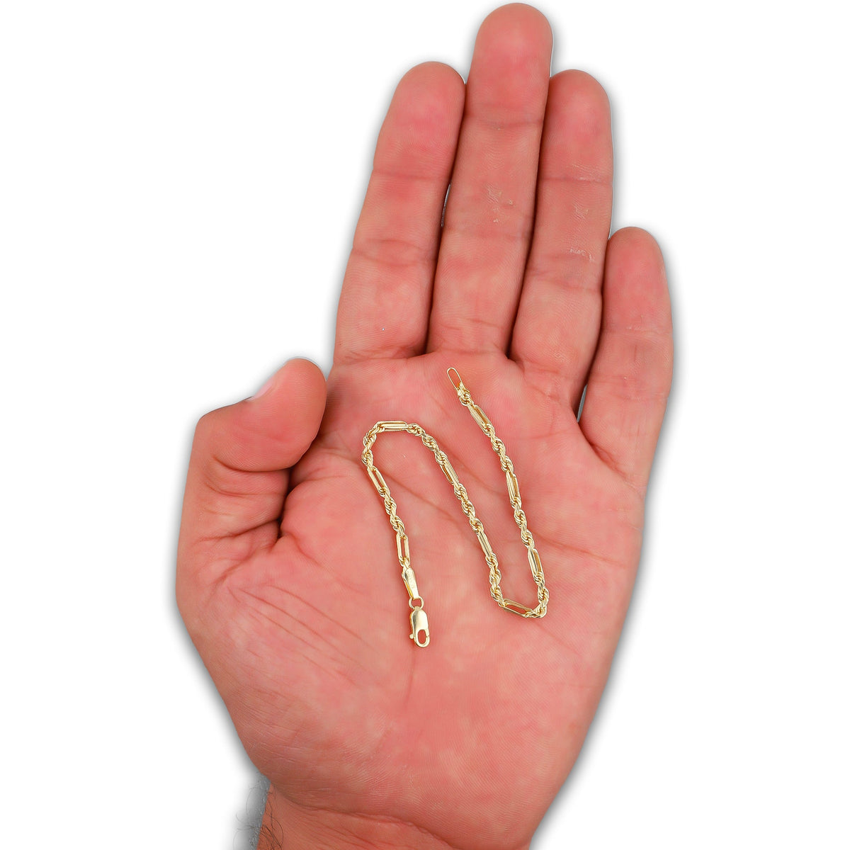 LPEPN004 Pulsera Oro Sólido 10K Mod Torsal Fígaro 2.5 mm x 16 cm