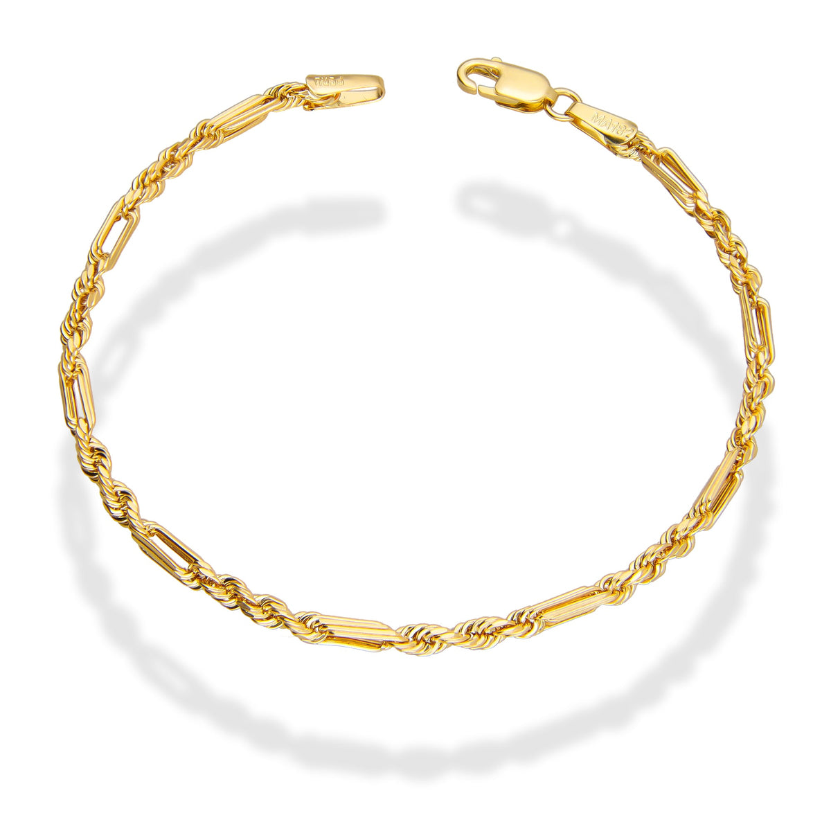 LPEPN004 Pulsera Oro Sólido 10K Mod Torsal Fígaro 2.5 mm x 16 cm