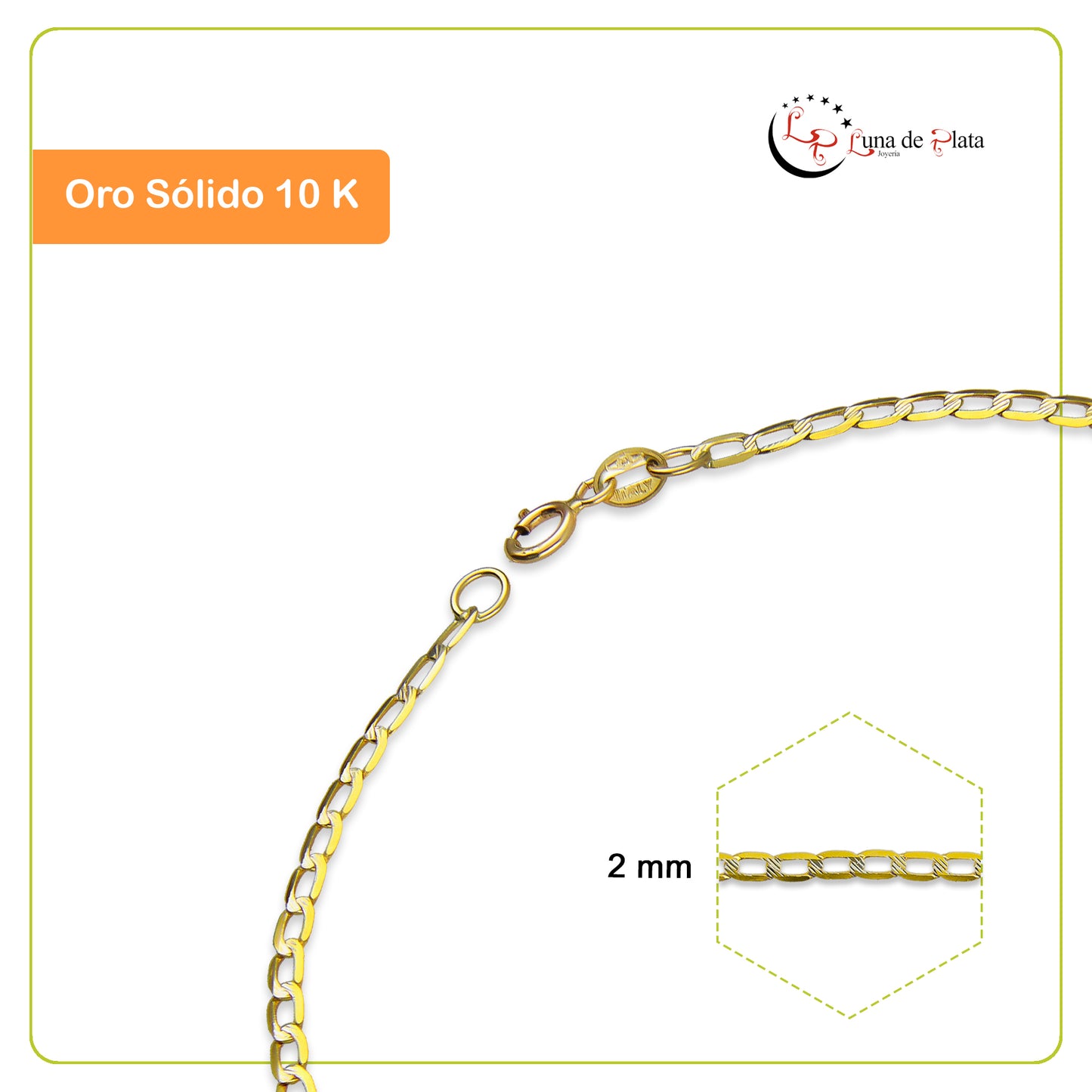 LPPAUD002 Pulsera Ojillo Diamantada Oro 10 K 2 mm x 18 cm 3351916296