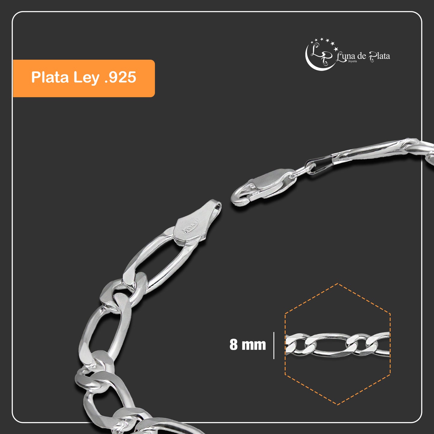 LPPC009 Pulsera De Plata .925 Para Caballero Modelo Uno Por Uno 732947780