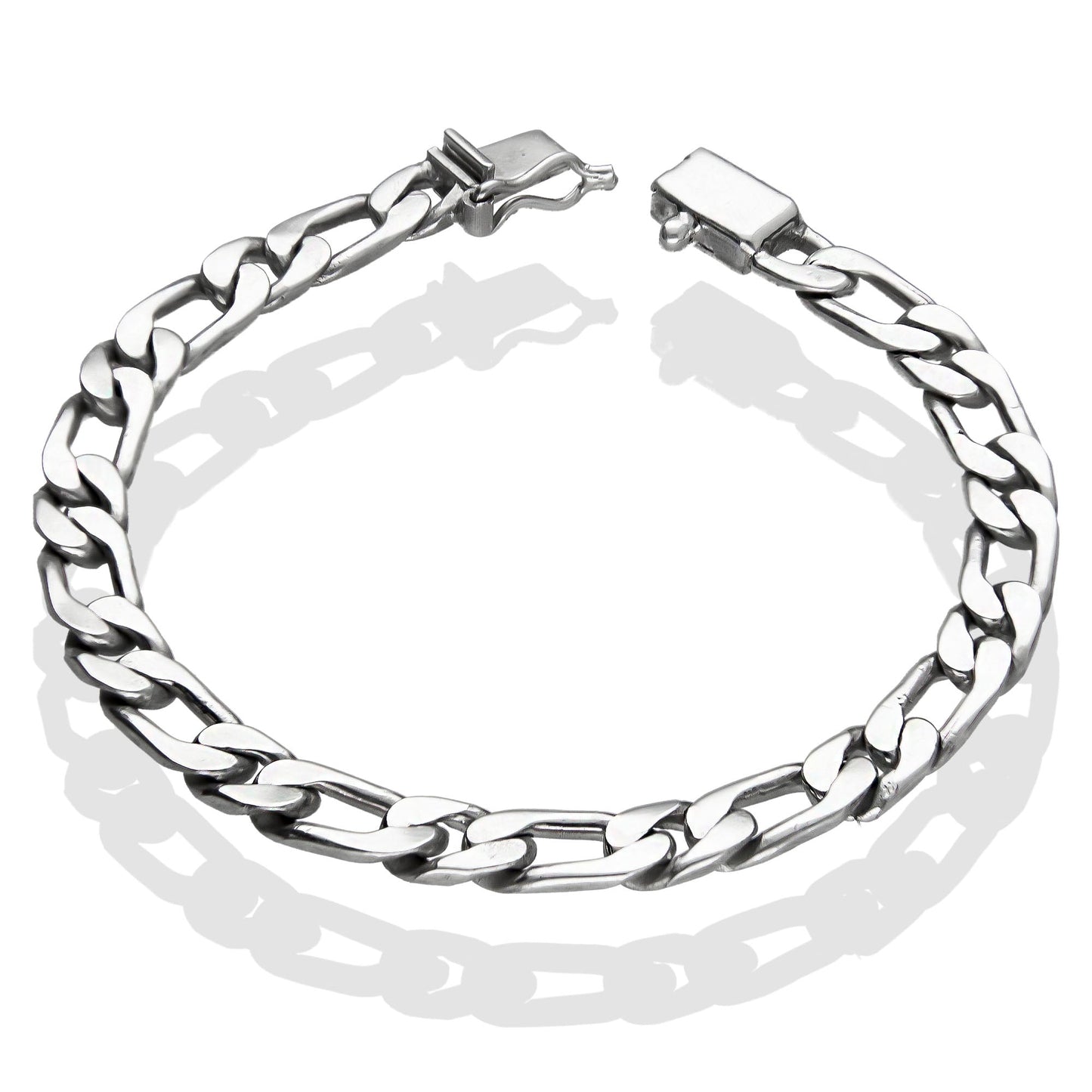 LPPC019 Pulsera Figaro 1x1 de 7 mm x 20 cm en Plata Ley .925 1362102663