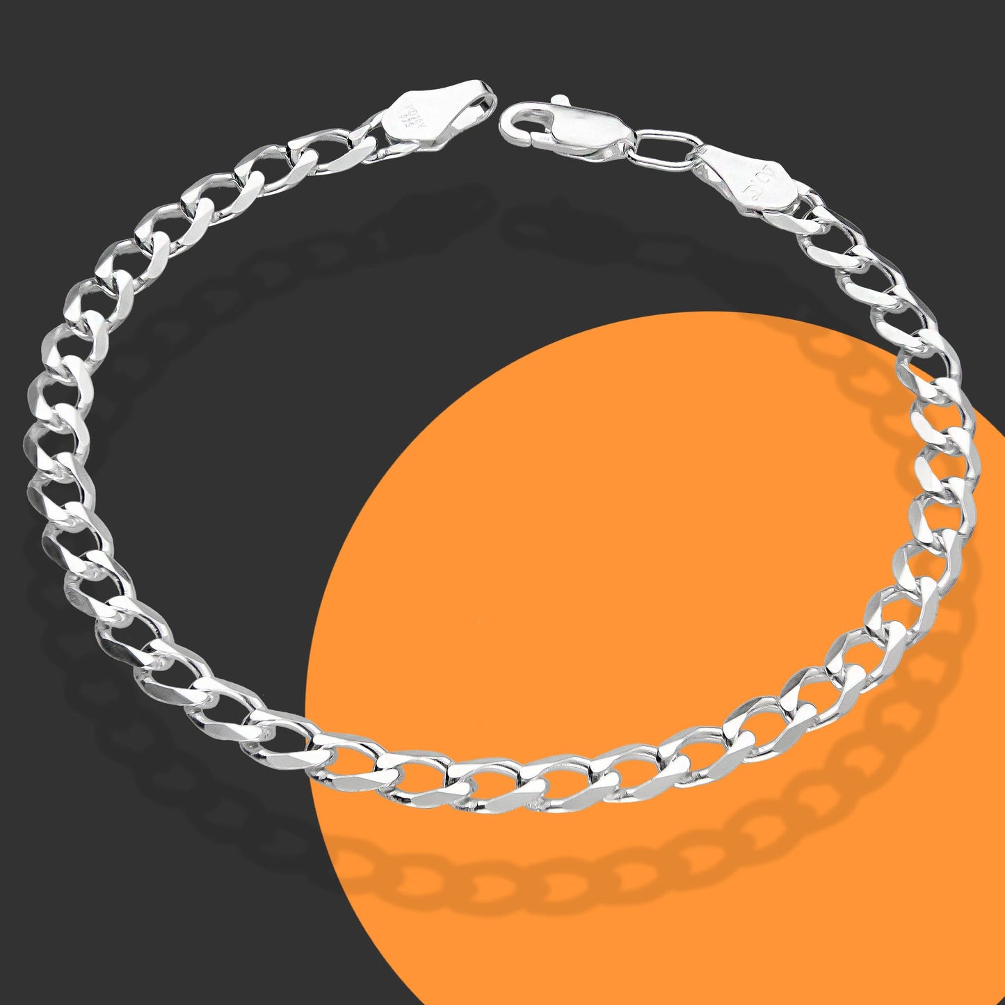 LPPC032 Pulsera Cubana Americana Lisa 5 mm x 21 cm Plata Ley .925 Taxco Gro 1370064226