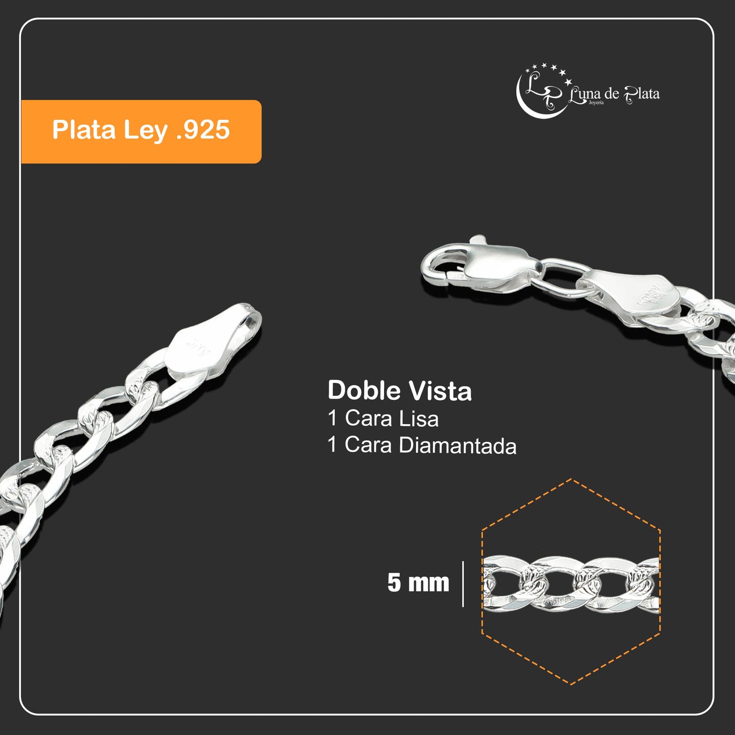 LPPC054  Pulsera Cubana Ame Diam  1x0  6 mm x 21 cm en Plata Ley  .925  1503688632