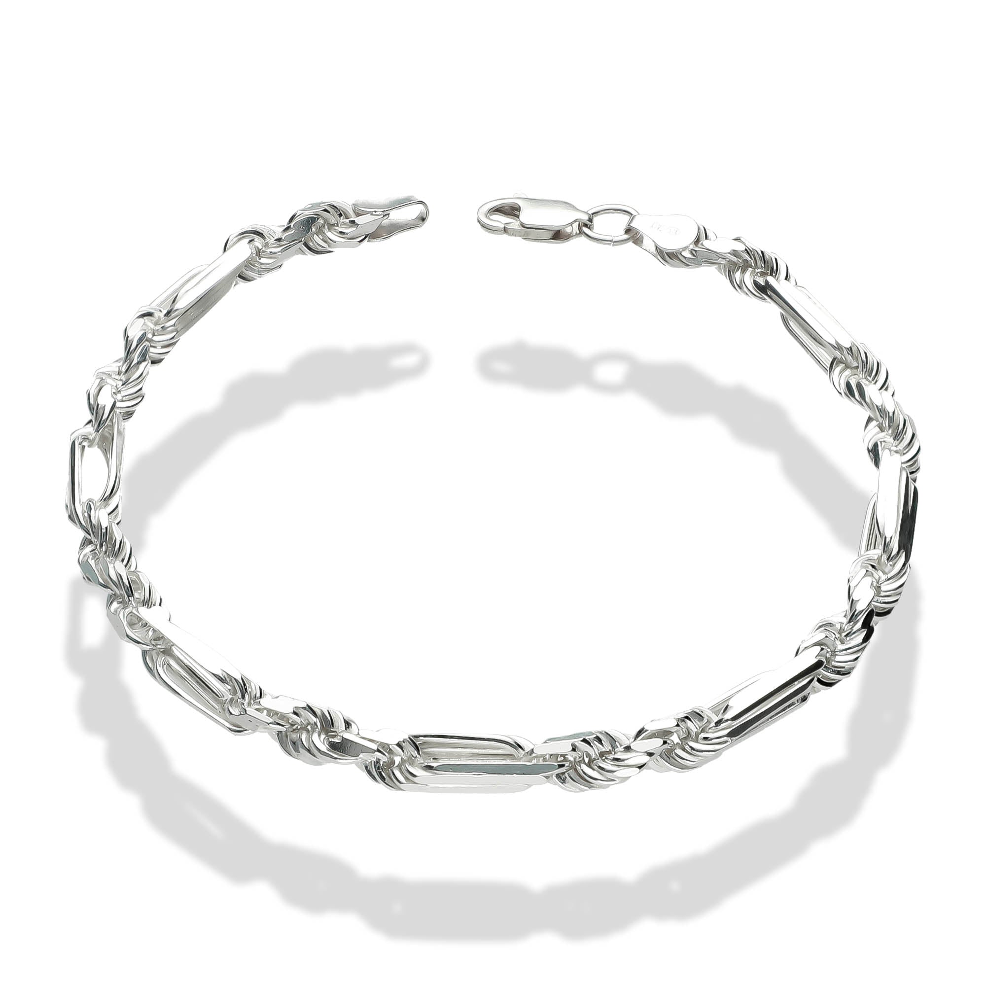 LPPC071 Pulsera Torsal Fígaro 5 Mm X 20 Cm Plata Ley .925, Taxco Gro 1815177074