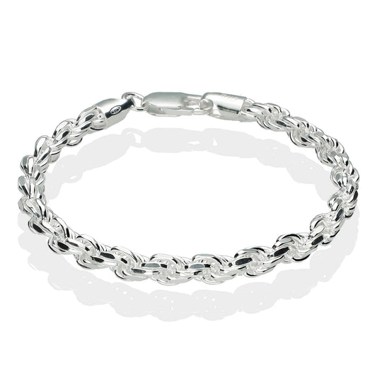 LPPC072 Pulsera Torsal Diamantada 6 mm x 21.5 cm en Plata .925 Taxco Gro 2544542496