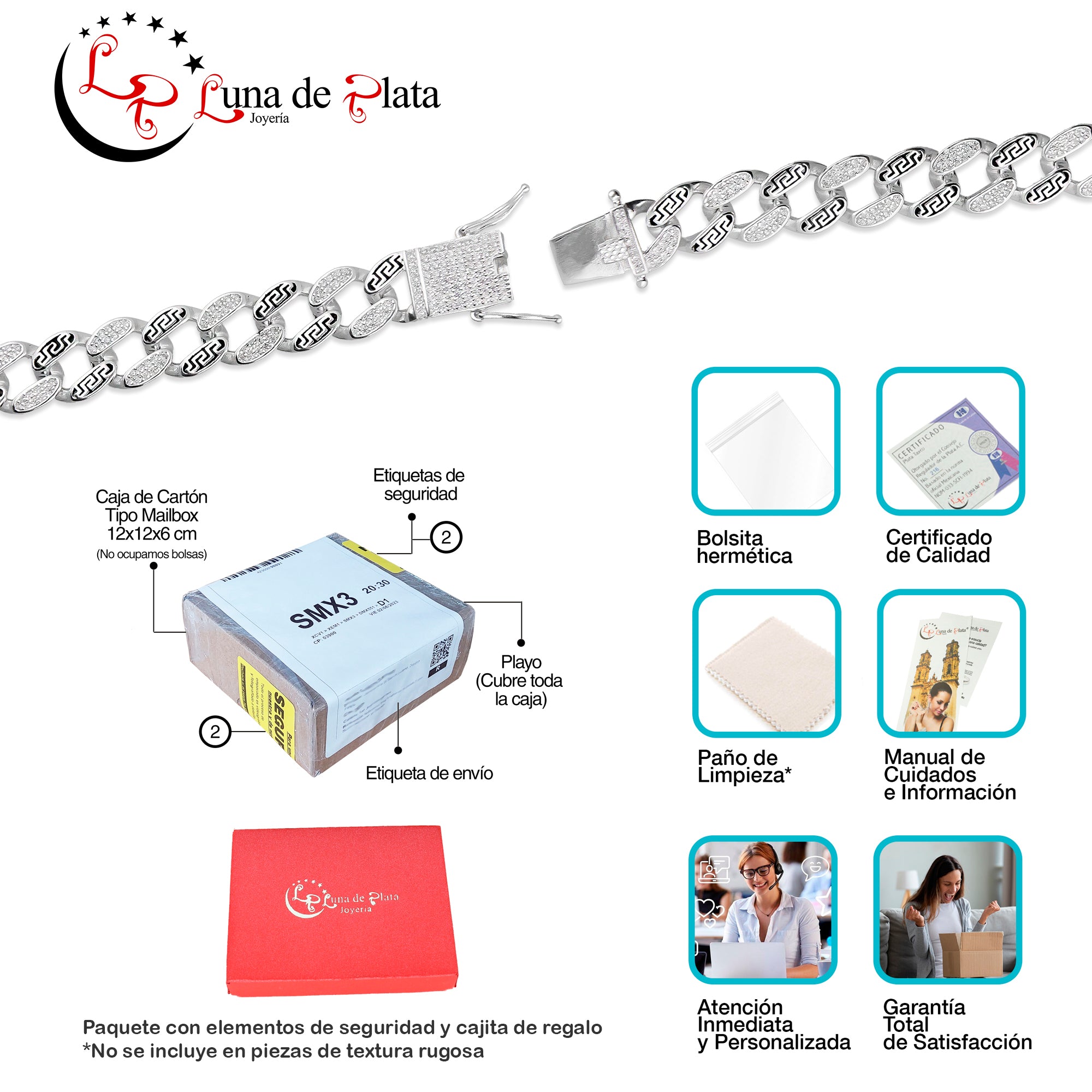 LPPC087 Pulsera Grecas 10 mm x 19 cm en Plata Ley .925