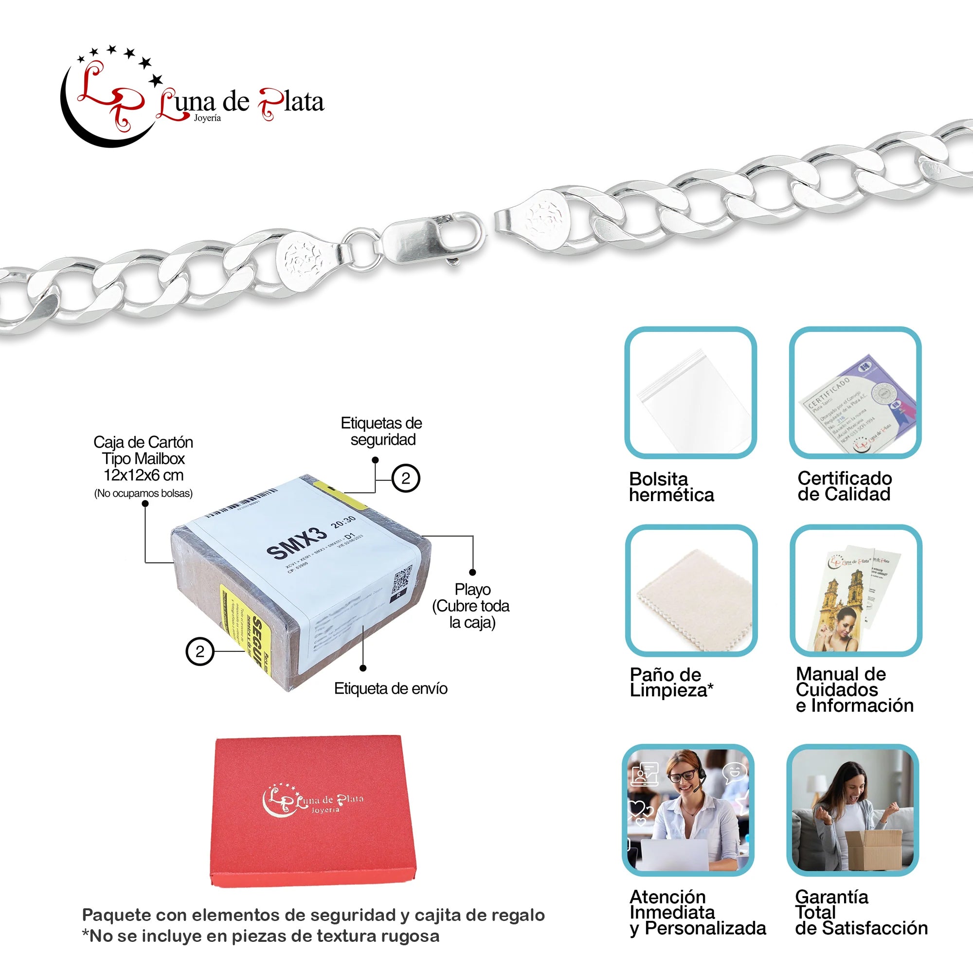 LPPC088-20 Pulsera Esclava San Judas Con Eslabones Cubano Americano 9 mm x 20 cm en Plata .925