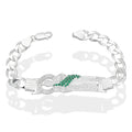 LPPC088-20 Pulsera Esclava San Judas Con Eslabones Cubano Americano 9 mm x 20 cm en Plata .925