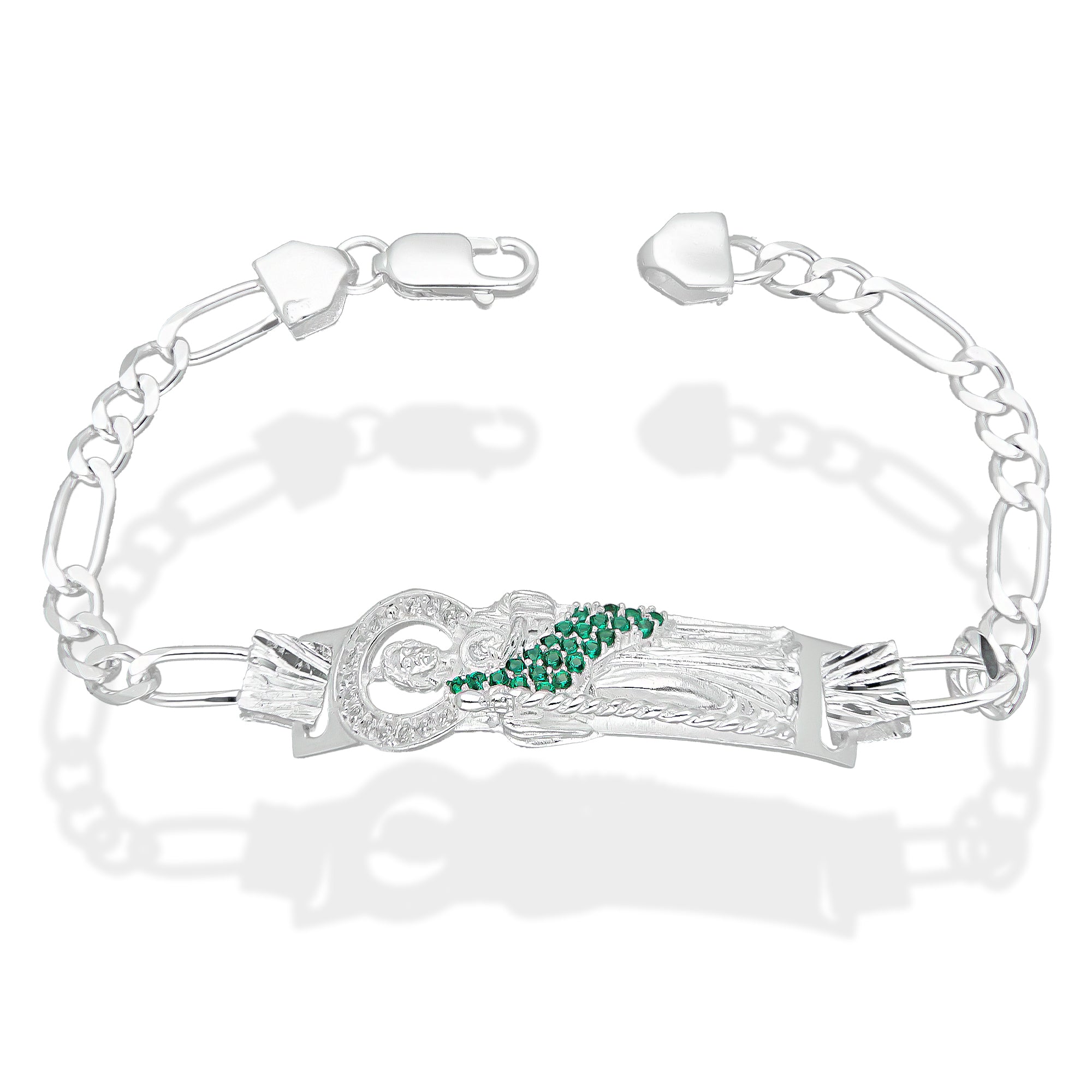 LPPC089-18 Pulsera Esclava San Judas Con Eslabones Mod 3*1 5 mm x 18 cm en Plata .925