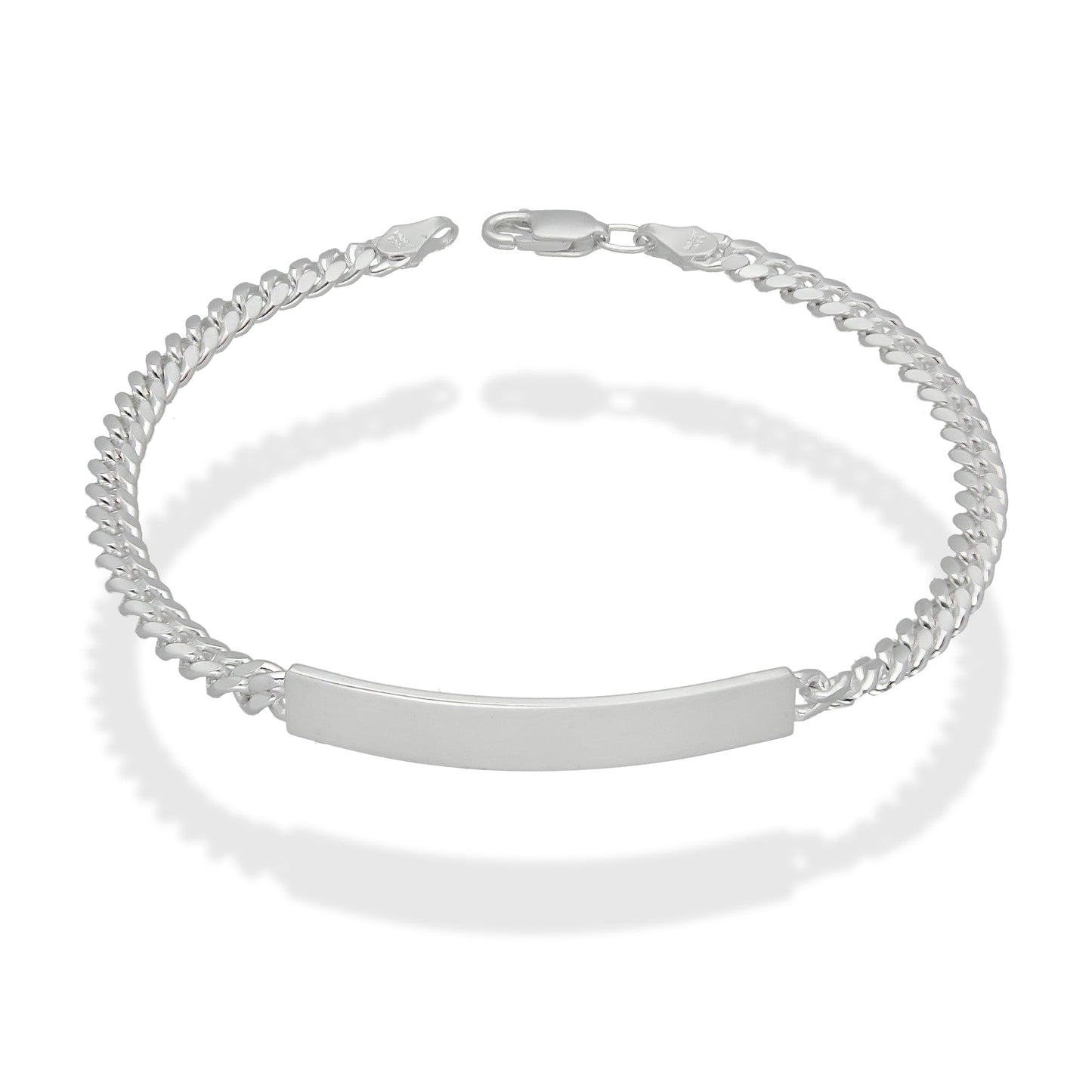 LPPC091 Pulsera Esclava Cubana Lisa 4 mm x 19.5 cm en Plata .925