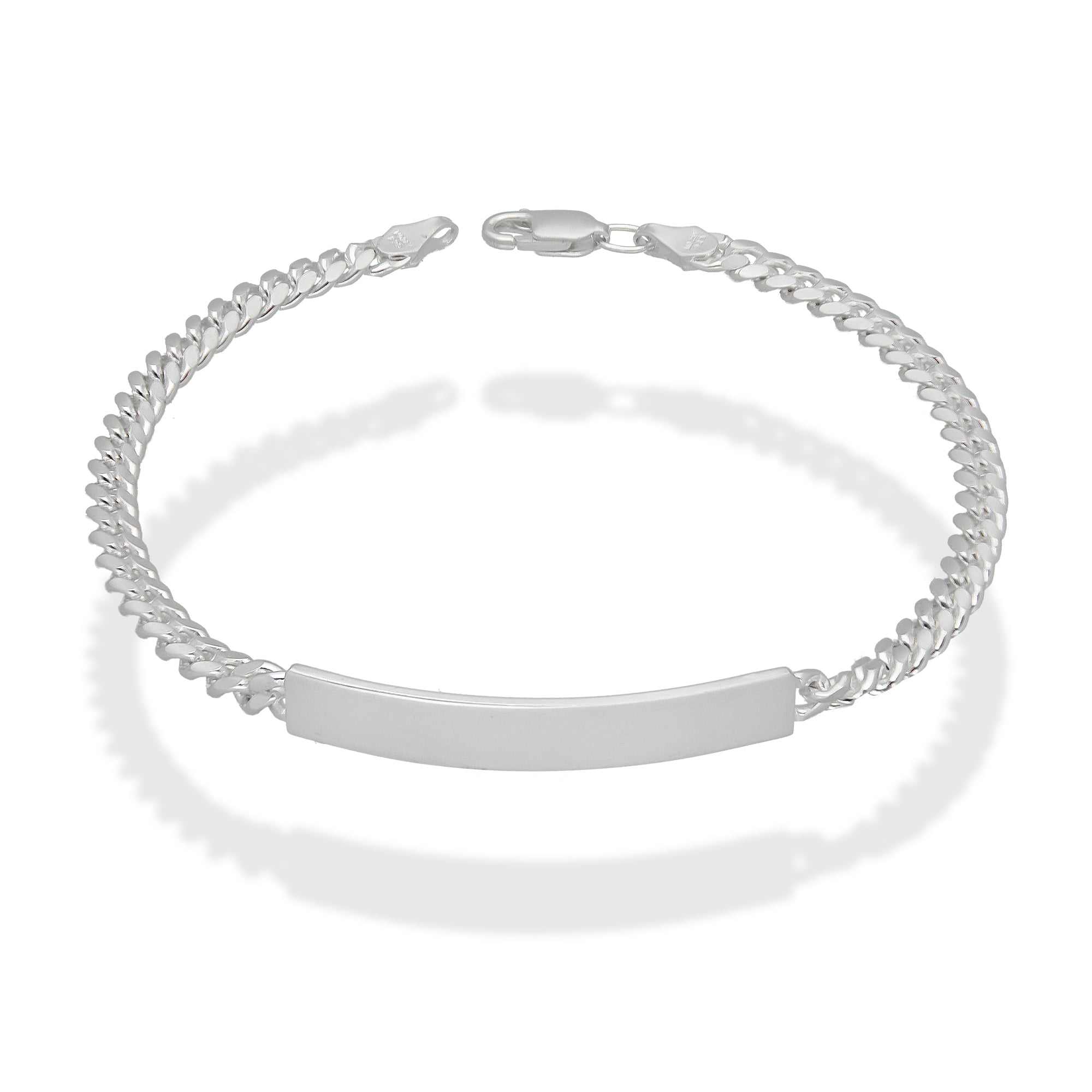 LPPC091 Pulsera Esclava Cubana Lisa 4 mm x 19.5 cm en Plata .925