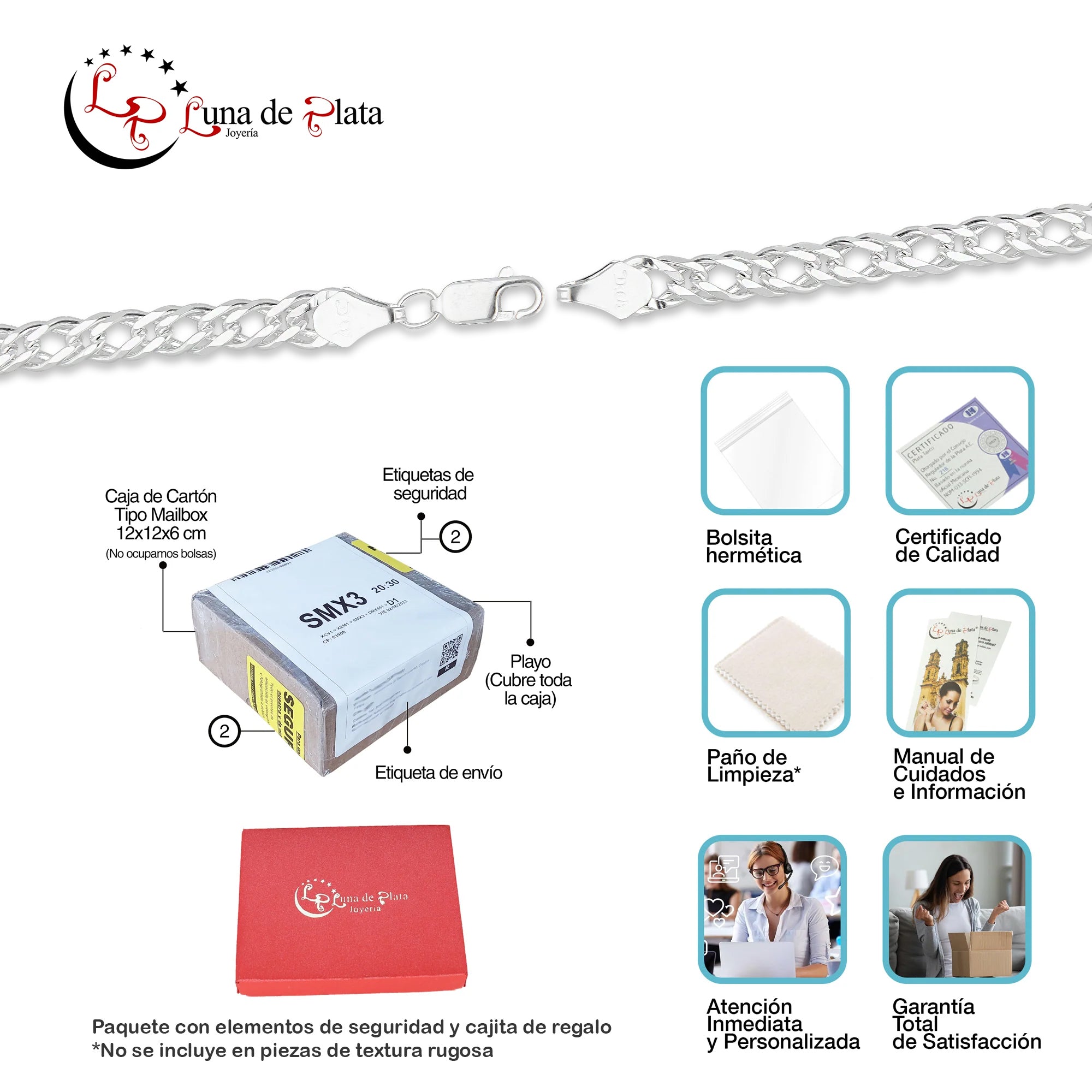 LPPC092 Pulsera Esclava Doble Rombo 5 mm x 20 cm en Plata .925