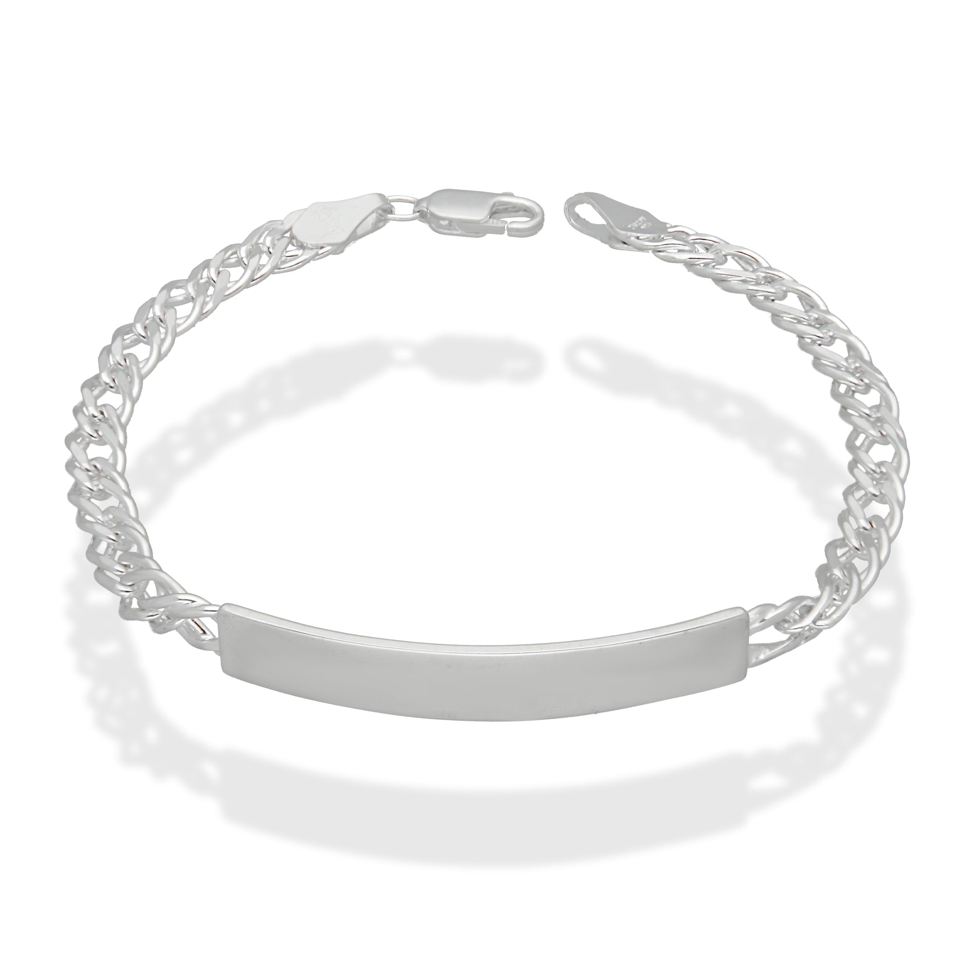 LPPC092 Pulsera Esclava Doble Rombo 5 mm x 20 cm en Plata .925