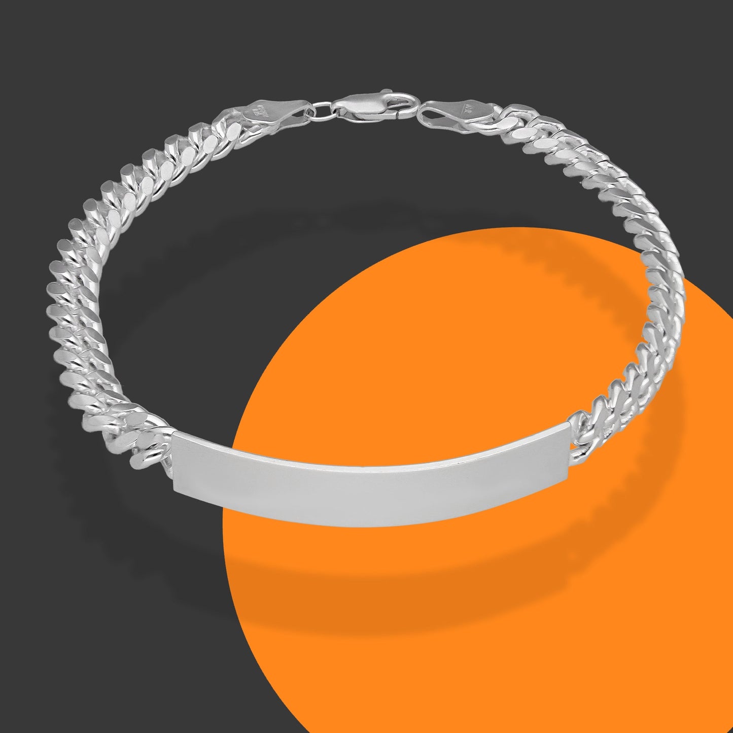 LPPC094 Pulsera Esclava Cubana Lisa 6 mm x 22 cm en Plata .925