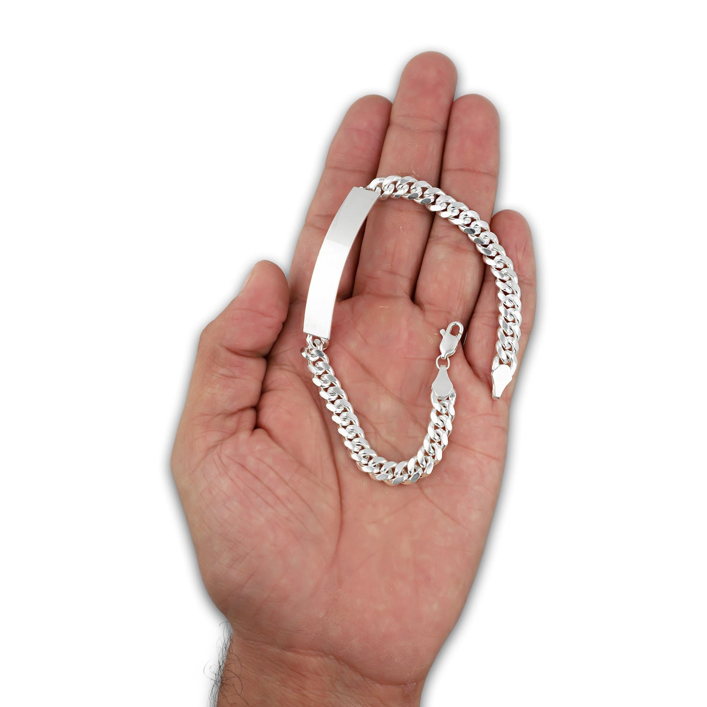 LPPC094 Pulsera Esclava Cubana Lisa 6 mm x 22 cm en Plata .925