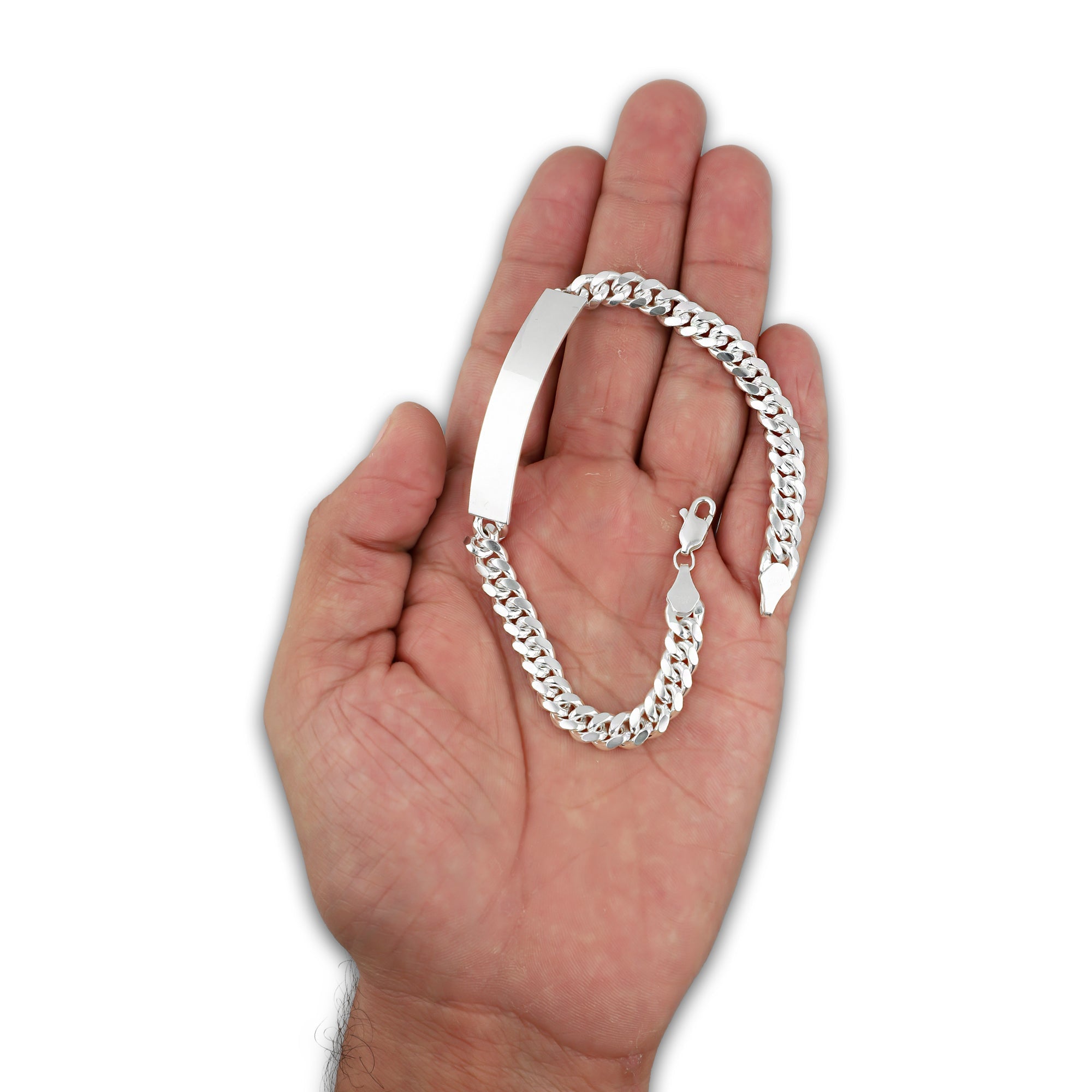 LPPC094 Pulsera Esclava Cubana Lisa 6 mm x 22 cm en Plata .925