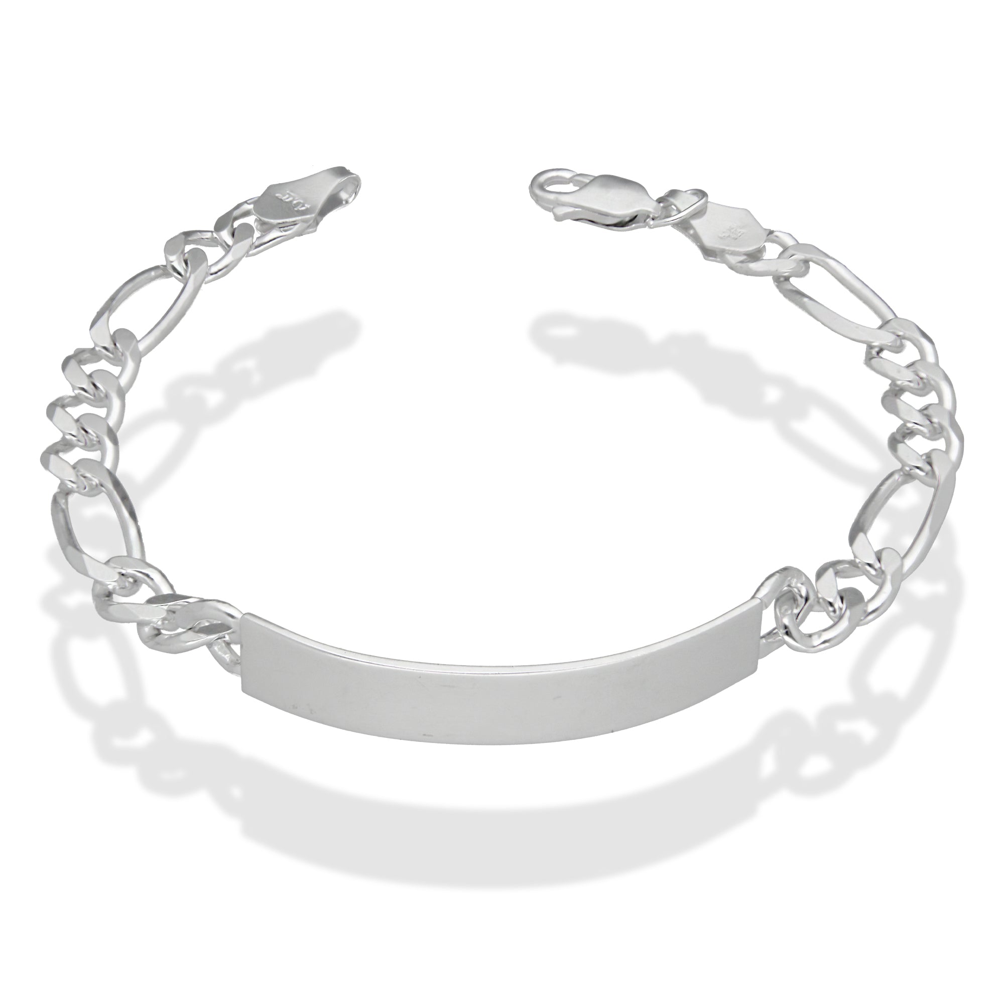 LPPC102 Pulsera Esclava Fígaro 3*1 Lisa 7 mm x 21.5 cm en Plata .925