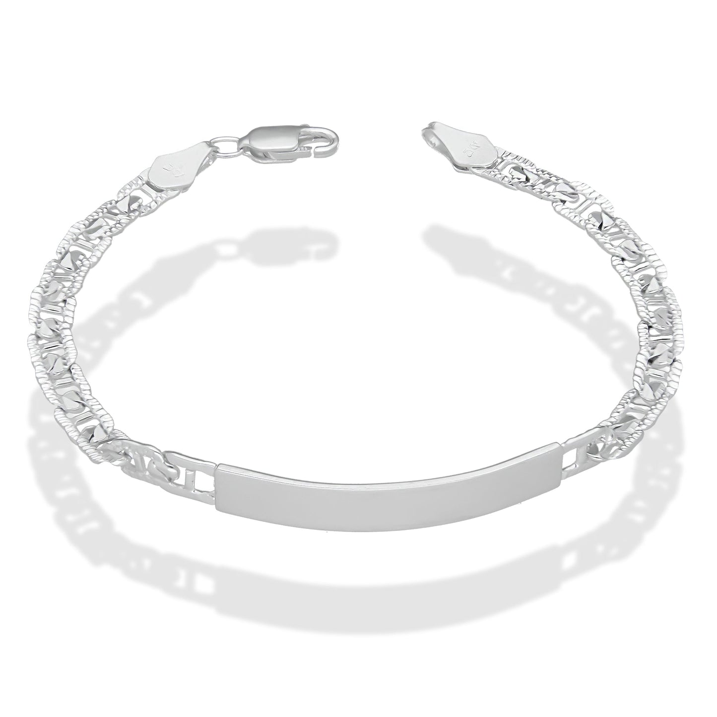 LPPC104 Pulsera Esclava Gusi Diamantada Text 5 mm x 19 cm en Plata .925