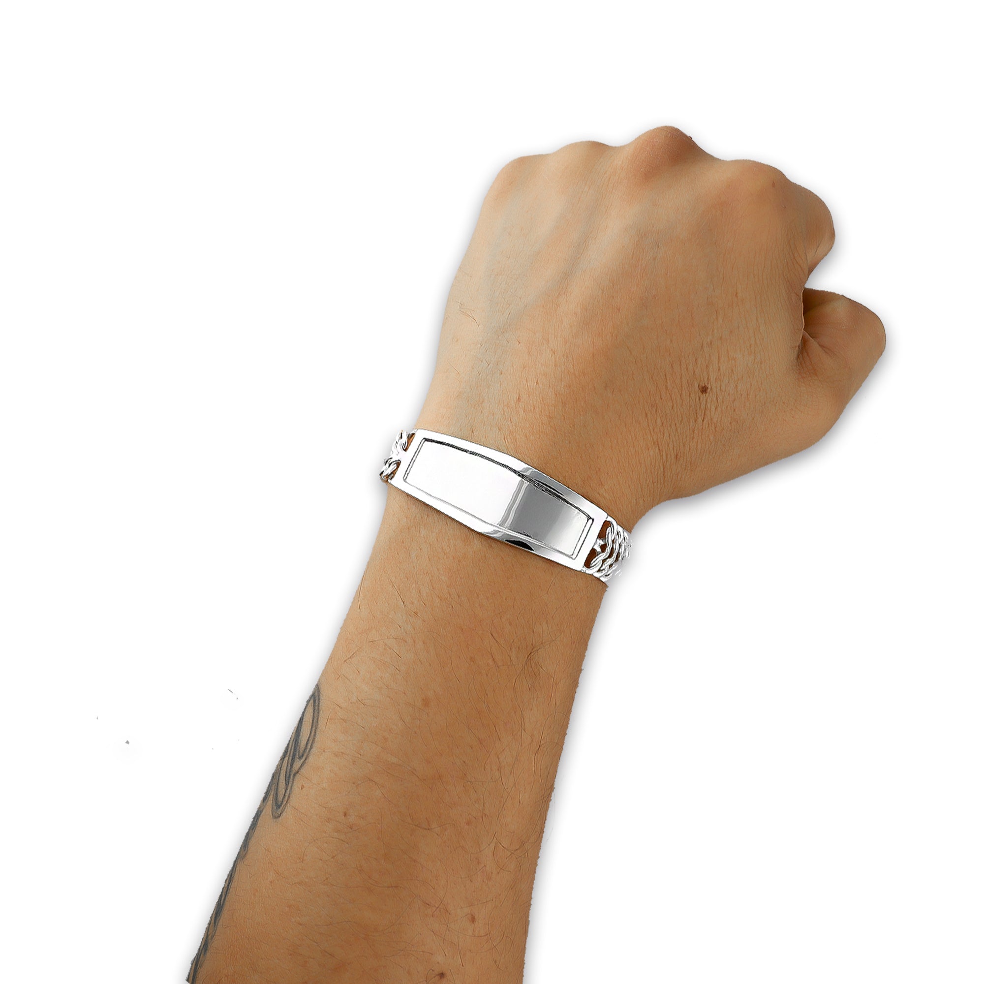 LPPC107 Pulsera Esclava Petatillo Ancha Placa con Bisel 22 cm en Plata .925 2425223313