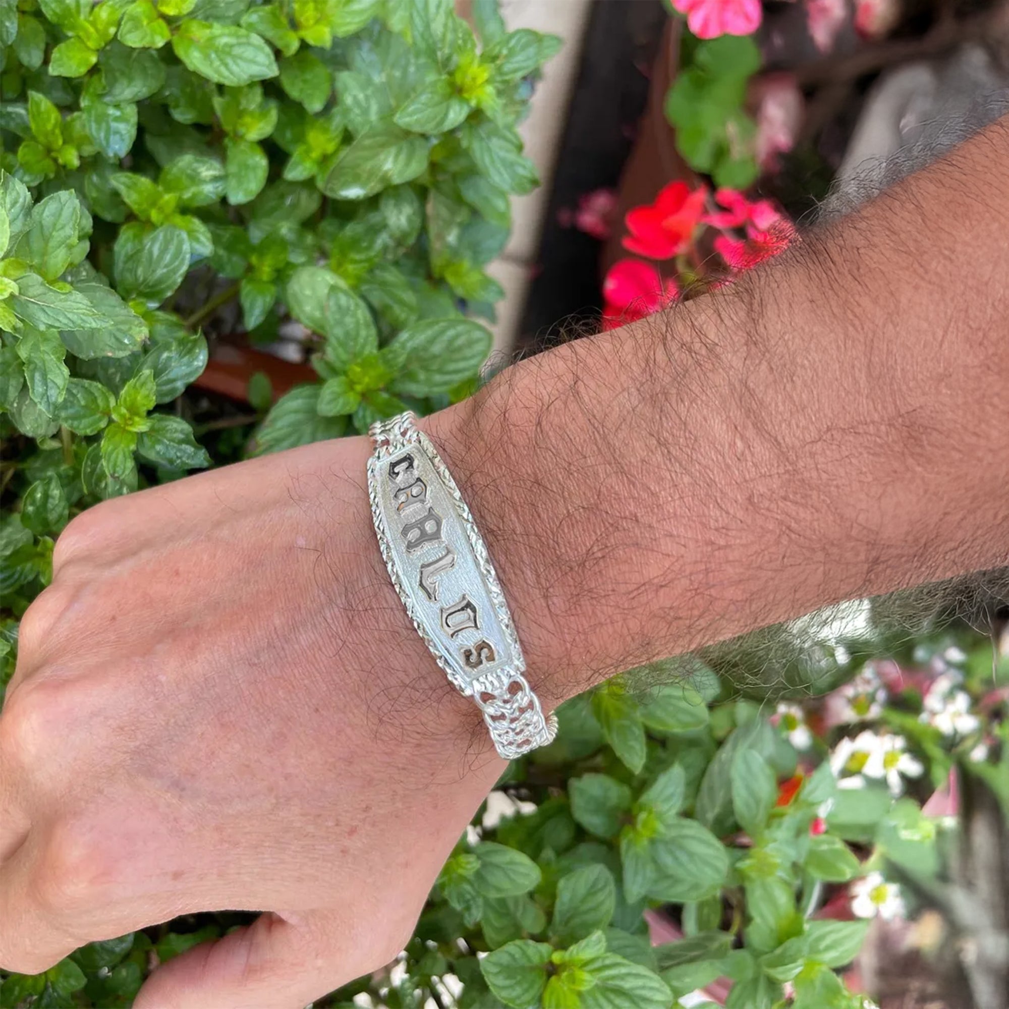 LPPC108 Pulsera Esclava Petatillo Ancha Placa con Bisel Personalizada 20 cm en Plata .925 4012318532