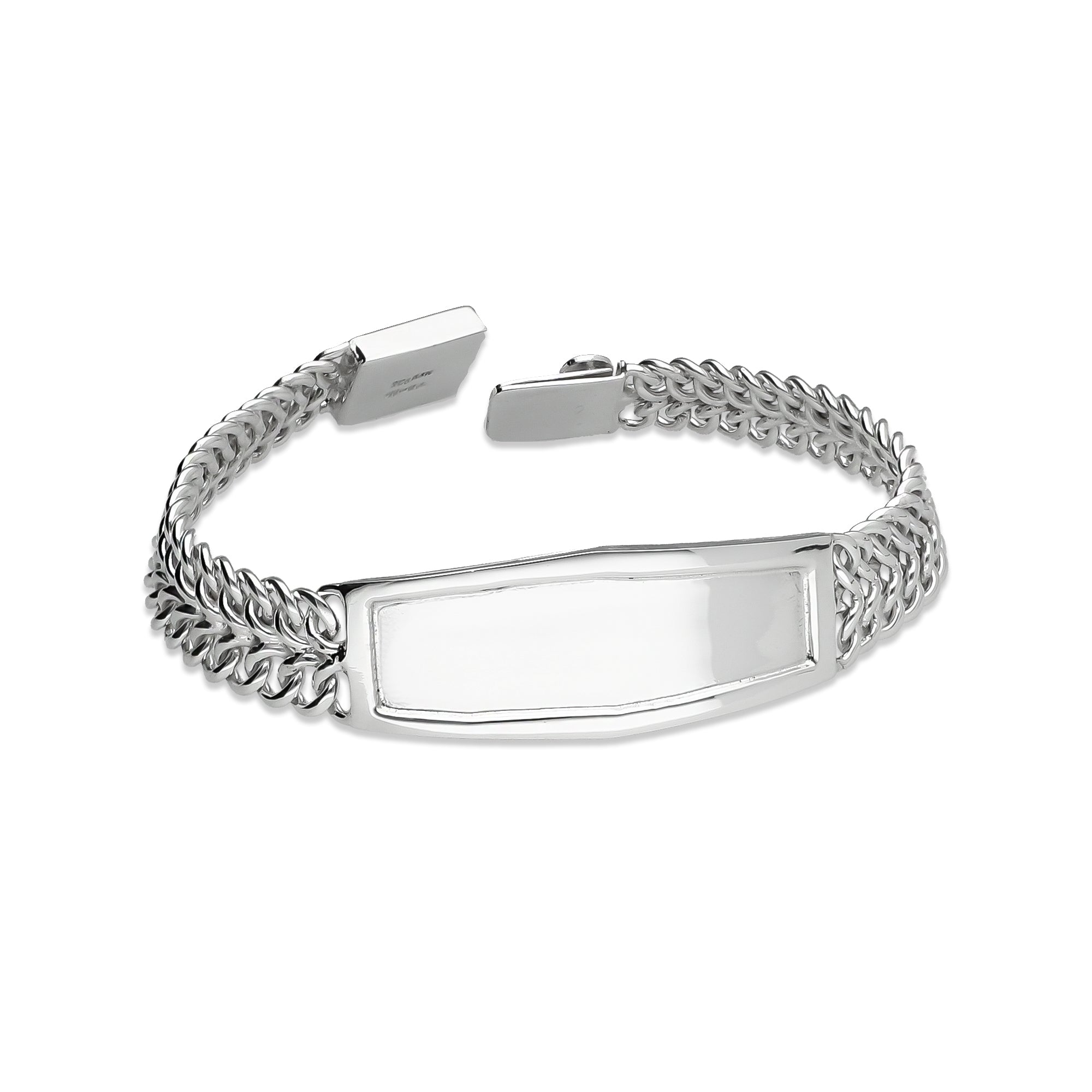 LPPC108 Pulsera Esclava Petatillo Ancha Placa con Bisel Personalizada 20 cm en Plata .925 4012318532