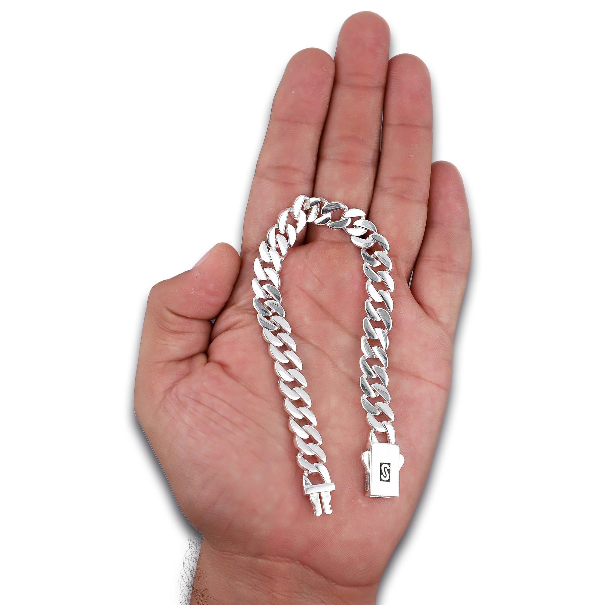 LPPC110 Pulsera Caballero Mona Cubana Lisa 9 mm x 19 cm en Plata .925 Taxco Gro 2932416835