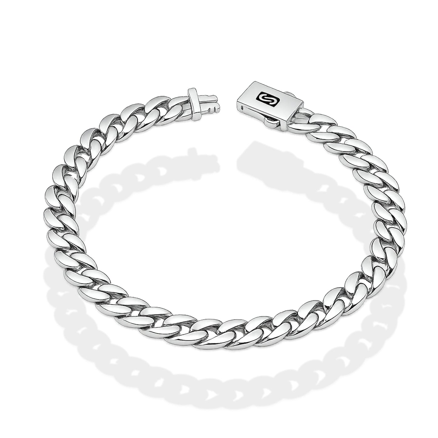 LPPC110 Pulsera Caballero Mona Cubana Lisa 9 mm x 19 cm en Plata .925 Taxco Gro 2932416835