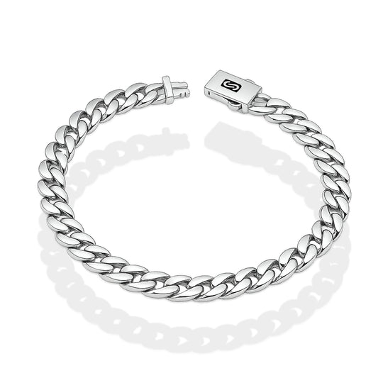 LPPC111 Pulsera Caballero Mona Cubana Lisa 9 mm x 20 cm en Plata .925 Taxco Gro 2932391291