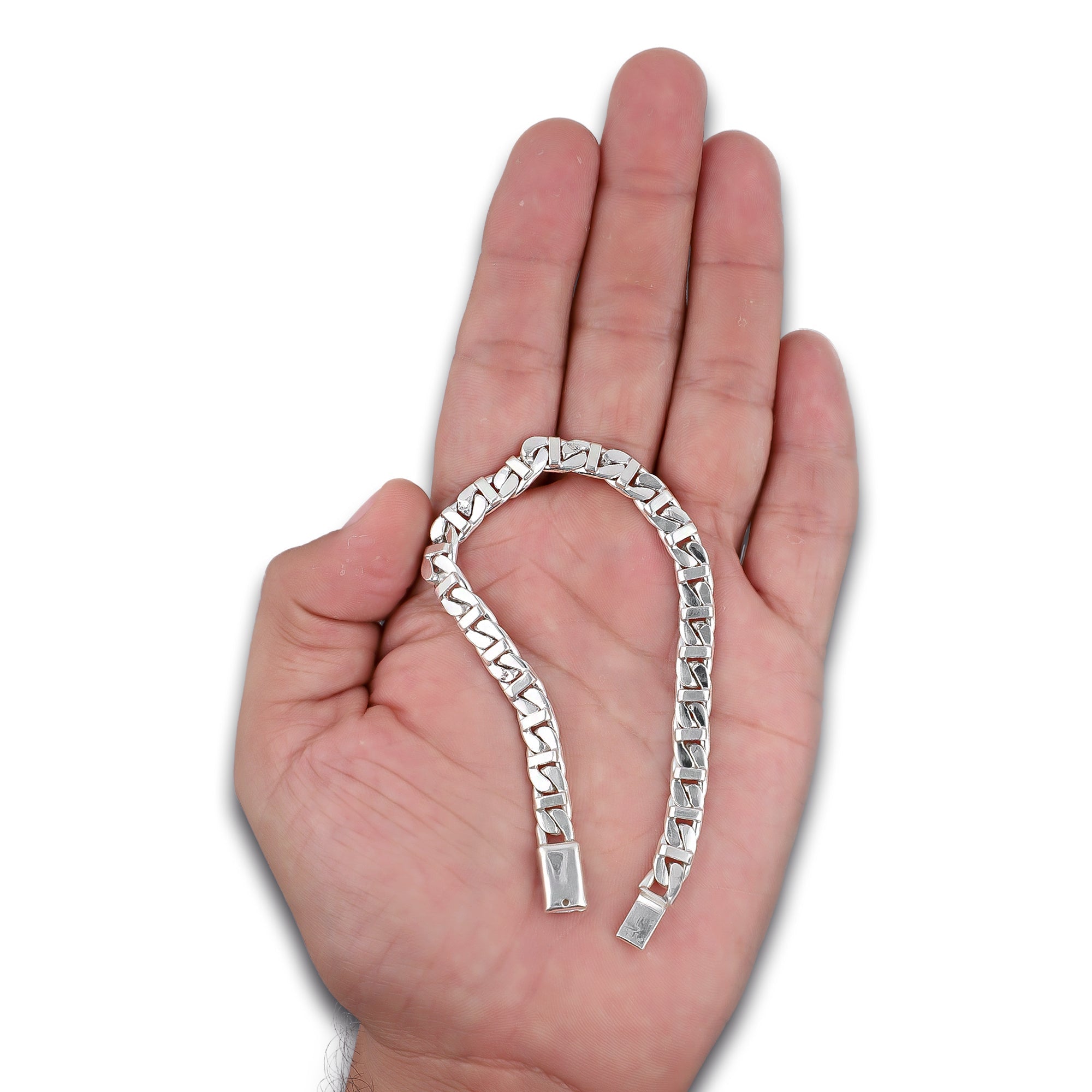 LPPC114 Pulsera Caballero Cubana Figaruchi Lisa Broche de Caja 6 mm x 19 cm en Plata .925 Taxco Gro 2932416837