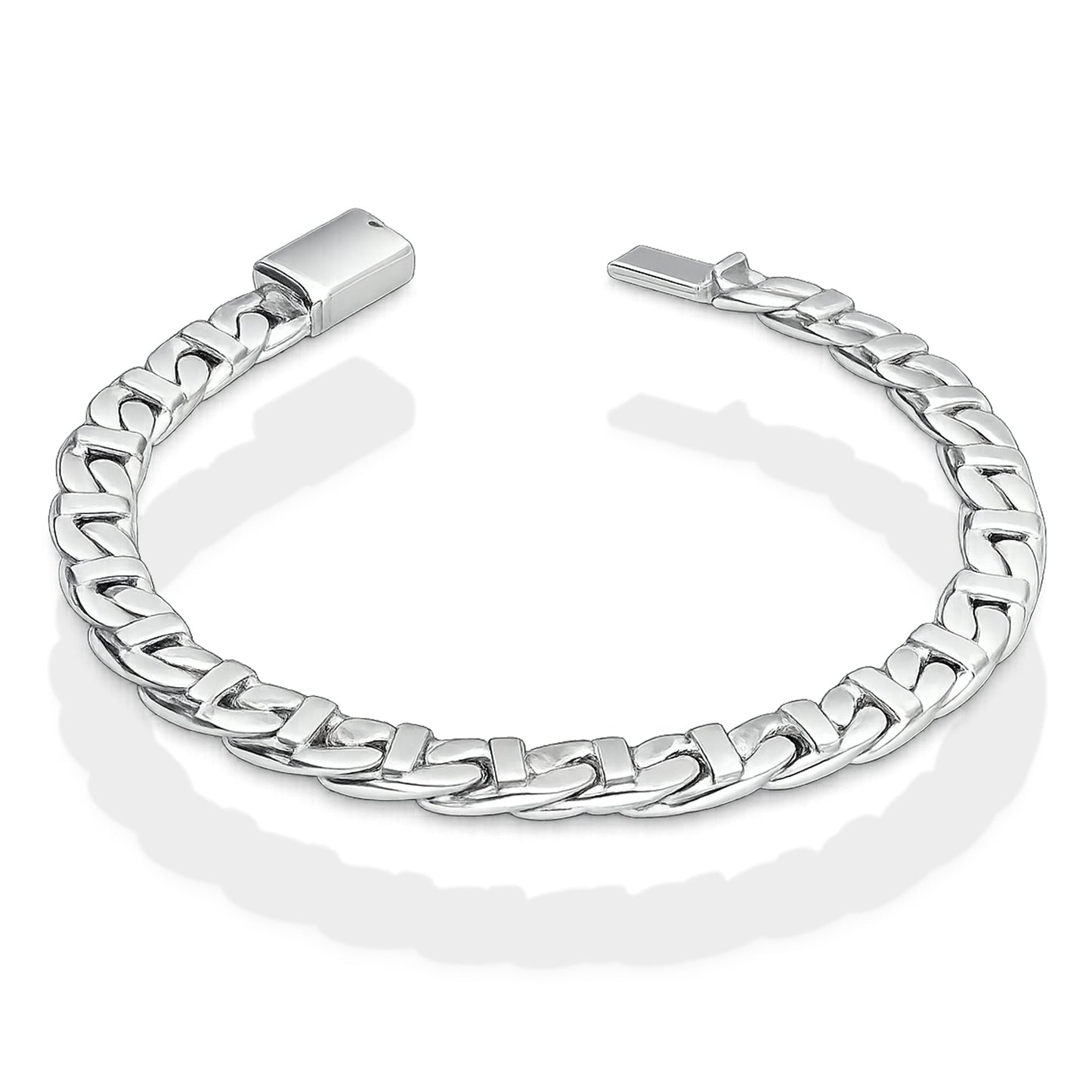 LPPC114 Pulsera Caballero Cubana Figaruchi Lisa Broche de Caja 6 mm x 19 cm en Plata .925 Taxco Gro 2932416837