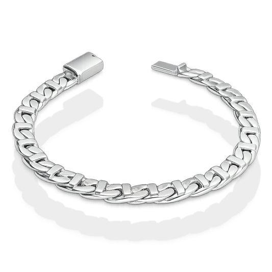 LPPC115 Pulsera Caballero Cubana Figaruchi Lisa Broche de Caja 6 mm x 20 cm en Plata .925 Taxco Gro 2932372039