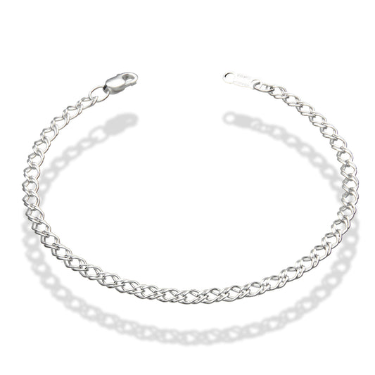 LPPD027 Pulsera Dama/Jóvenes Doble Rombo Slim 3.5 mm x 17.5 cm Plata Ley .925 Taxco Gro 1370660092